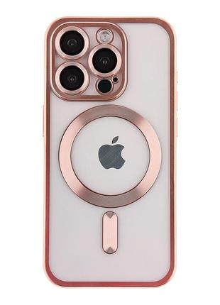 Чохол tpu metallic chrome full camera with magsafe для iphone 12 pro chrome rose
