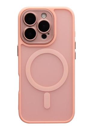 Чохол tpu+pc magnetic matte camera lens with magsafe для iphone 16 pro pink