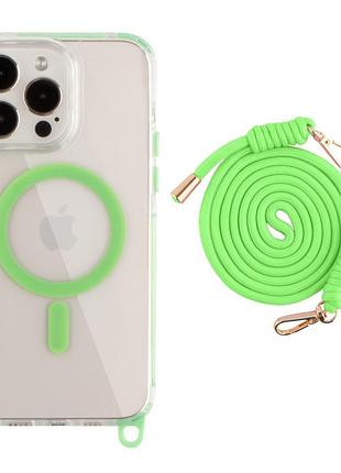 Чохол tpu+pc lanyardcase with magsafe для iphone 14 pro max fluorescent green