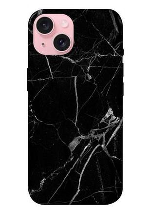 Чехол blex с картинкой черный мрамор для apple iphone 15 (6.1")