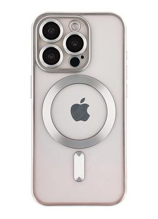 Чохол tpu metallic chrome full camera with magsafe для iphone 14 pro chrome silver