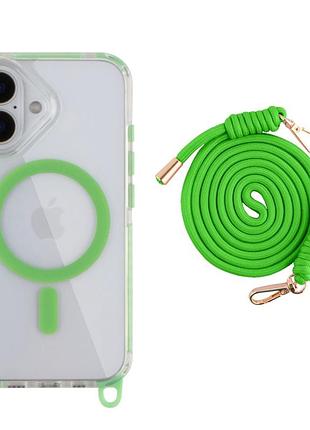 Чохол tpu+pc lanyardcase with magsafe для iphone 16 fluorescent green
