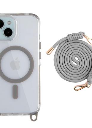 Чохол tpu+pc lanyardcase with magsafe для iphone 15 titanium grey