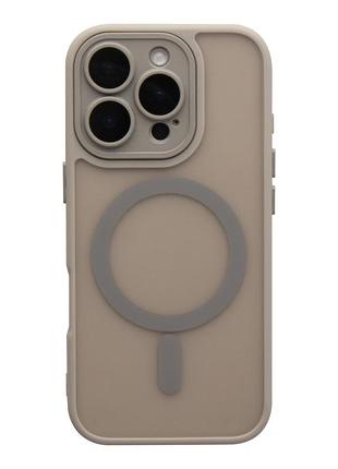 Чохол tpu+pc magnetic matte camera lens with magsafe для iphone 16 pro grey
