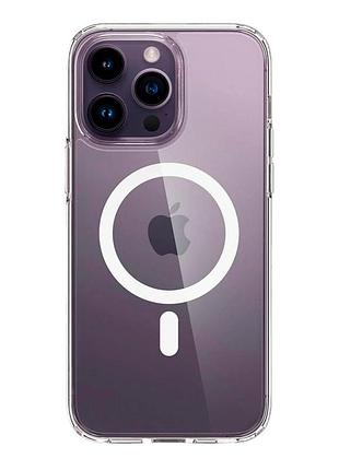 Чохол tpu+pc spigen ultra hybrid with magsafe для iphone 14 pro max transparent