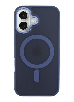 Чохол tpu+pc goldencis matte with magsafe для iphone 16 plus dark blue