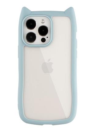 Чохол tpu+pc cat ears case для iphone 13 pro blue