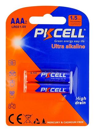 Батарейки pkcell 1.5v aaa/lr03, 2 штуки в блистере ааа