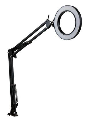 Настольная кольцевая led лампа fx308a на струбке 6' черный