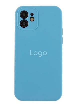 Чохол silicone case full size with frame для iphone 12 24.azure