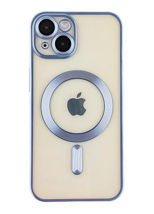 Чохол tpu metallic chrome full camera with magsafe для iphone 13 chrome blue