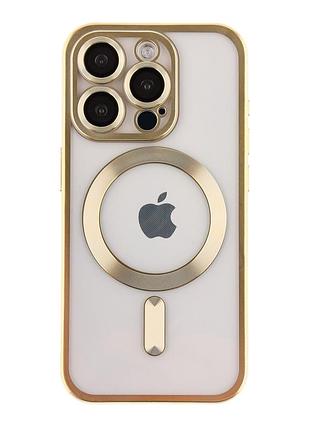 Чохол tpu metallic chrome full camera with magsafe для iphone 12 pro chrome gold