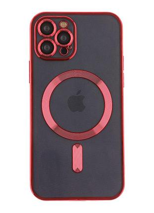 Чохол tpu metallic full camera with magsafe для iphone 12 pro red