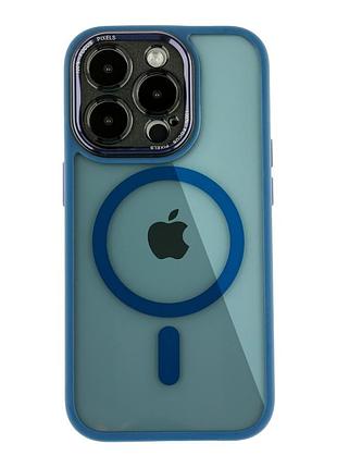 Чохол tpu+pc+metal calais with magsafe для iphone 14 pro max dark blue