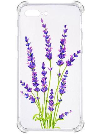 Прозрачный противоударный чехол для iphone 7 plus /8 plus с принтом: лаванда