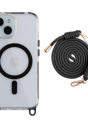 Чохол tpu+pc lanyardcase with magsafe для iphone 15 black