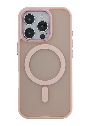 Чохол tpu+pc goldencis matte with magsafe для iphone 16 pro max pink