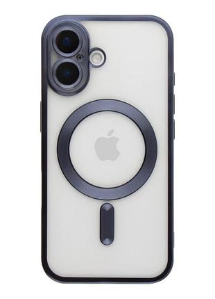 Чохол tpu metallic chrome full camera with magsafe для iphone 16 chrome dark blue