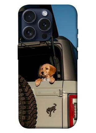 Чехол blex с картинкой dog in the car для apple iphone 15 pro (6.1")