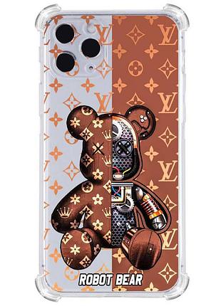 Прозрачный противоударный чехол для iphone 11 pro с принтом: robot bear