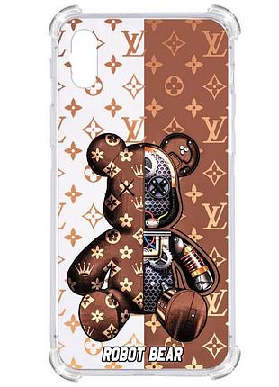 Прозрачный противоударный чехол для iphone x / xs с принтом: robot bear
