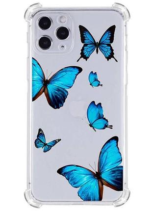 Прозрачный противоударный чехол для iphone 11 pro с принтом: бабочки