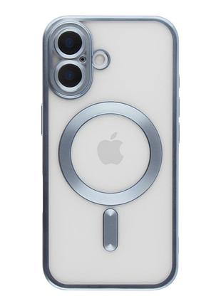 Чохол tpu metallic chrome full camera with magsafe для iphone 16 chrome blue