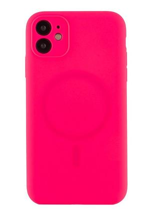 Чохол glow silicone case full camera with magsafe для iphone 11 hot pink