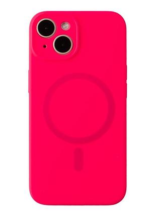 Чохол glow silicone case full camera with magsafe для iphone 14 hot pink