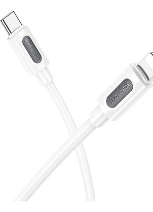 Кабель usb borofone bx114 silicone type-c to lightning pd27w белый