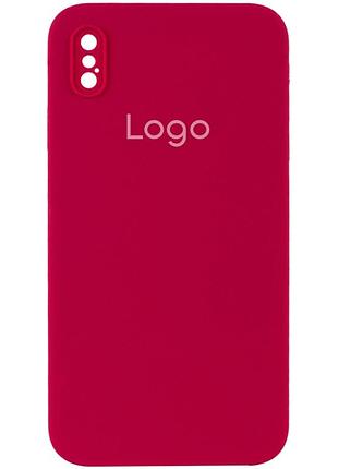 Чехол silicone case square full camera для iphone x/xs 37.rose red