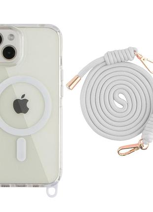 Чохол tpu+pc lanyardcase with magsafe для iphone 13/14 white
