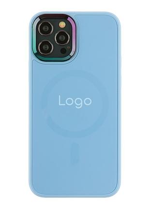 Чохол ag-glass chrome camera with magsafe для iphone 12/12 pro blue