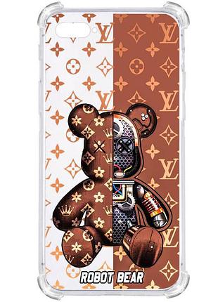 Прозрачный противоударный чехол для iphone 8 plus / iphone 7 plus с принтом: robot bear