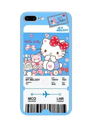 Голубой чехол blex с принтом для iphone 8 plus / iphone 7 plus | принт: hello kitty / хэллоуин котти #iph12047