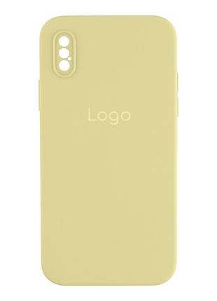 Чохол silicone case square full camera для iphone xs max 60.crem yellow