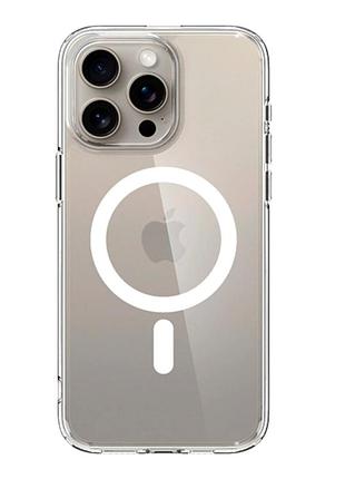 Чохол tpu+pc spigen ultra hybrid with magsafe для iphone 15 pro transparent