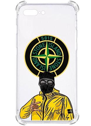 Прозрачный противоударный чехол для iphone 8 plus / iphone 7 plus с принтом: stone island (стон айленд)