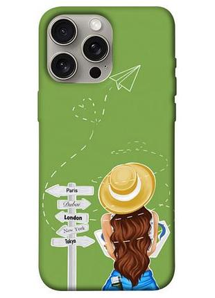 Чехол blex с картинкой travel girl для apple iphone 15 pro max (6.7")