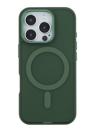 Чохол tpu+pc goldencis matte with magsafe для iphone 16 pro dark green
