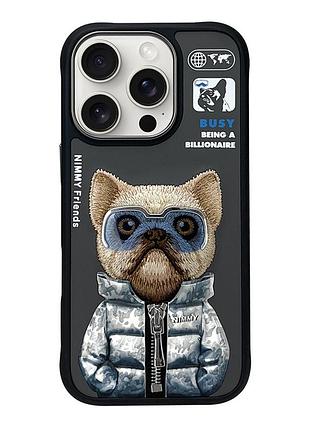 Чохол tpu+pc nimmy 3d with metal buttons для iphone 16 pro dog black