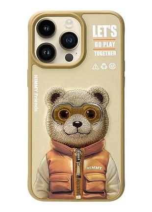 Чохол tpu+pc nimmy 3d with metal buttons для iphone 15 pro max bear khaki