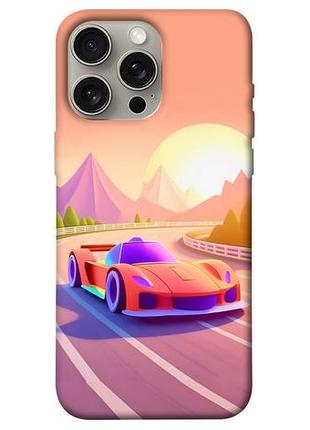 Чехол blex с картинкой машинка на закате для apple iphone 15 pro max (6.7")