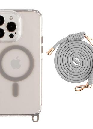Чохол tpu+pc lanyardcase with magsafe для iphone 16 pro titanium grey