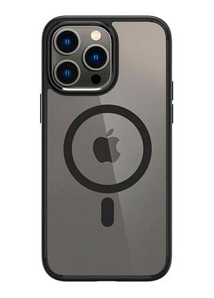 Чохол tpu+pc spigen ultra hybrid with magsafe для iphone 12 pro max black