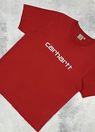 Vintage carhartt вінтажна базова футболка кархарт чоловіча червона розмір л