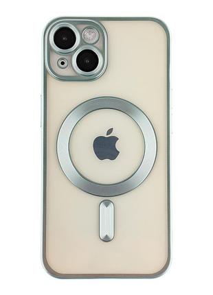 Чохол tpu metallic chrome full camera with magsafe для iphone 15 chrome green