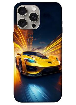 Чехол blex с картинкой yellow porsche для apple iphone 15 pro max (6.7")