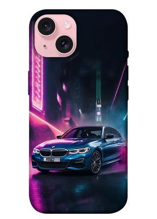 Чехол blex с картинкой неоновое bmw для apple iphone 15 (6.1")