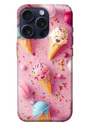 Чехол blex с картинкой веселое мороженое для apple iphone 15 pro (6.1")